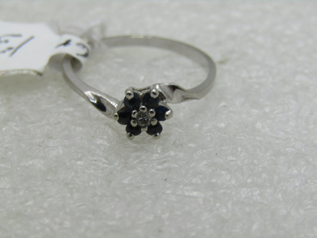10kt Sapphire Diamond Blossom Ring, Sz. 6, 1.34 gr.
