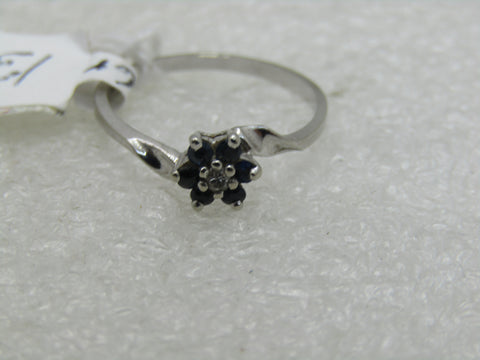 10kt Sapphire Diamond Blossom Ring, Sz. 6, 1.34 gr.