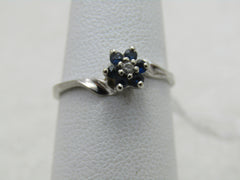 10kt Sapphire Diamond Blossom Ring, Sz. 6, 1.34 gr.