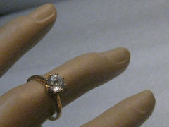 14kt Diamonique CZ Engagement Ring, sz. 5, 2.24 grams, appx. 1.25ctw
