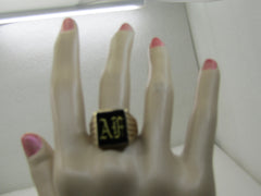 Vintage 10kt Men's Onyx Monogrammed Ring, AF, Sz. 10.5, 1950's-1960's