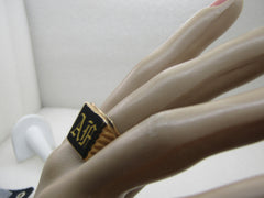 Vintage 10kt Men's Onyx Monogrammed Ring, AF, Sz. 10.5, 1950's-1960's