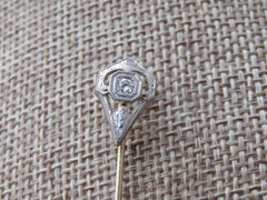 Vintage Art Deco Platinum/14k Filigree Diamond Stick Pin, .10 CTW