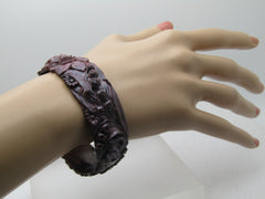 Vintage Pearly Purple Floral Bangle Bracelet, 8", Celluloid/Plastic.