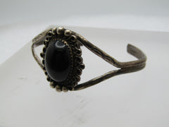 Vintage Sterling Onyx Southwestern Cuff Bracelet, 6"