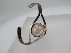 Vintage Sterling Onyx Southwestern Cuff Bracelet, 6"