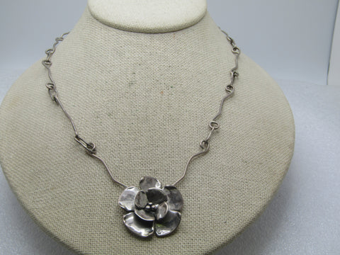 Vintage Sterling Floral Necklace, 18.5", 1960's or After