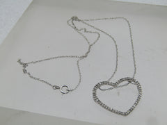 Vintage 10kt Diamond Heart Necklace in Hinged Heart Trinket Box, 19"