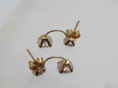 14kt CZ Curved Illusion Earrings, Pierced, Ross &amp; Simon, 1990's-2000's in original box