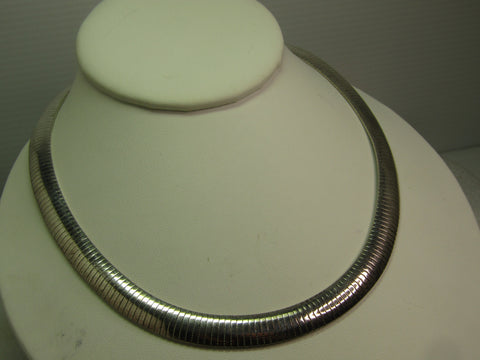 Vintage Sterling Omega Necklace, 16"-17", 9mm Wide, 1990's, Milor, Italy. 46.94 grams.