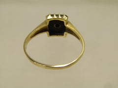 Vintage 10kt Onyx &amp; Diamond Ring, Sz. 12, 1960's-1970's