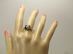 Vintage 10kt Onyx &amp; Diamond Ring, Sz. 12, 1960's-1970's