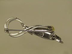 Vintage Cultured Pearl  Leaf Brooch, Curled Stem, Signed DCE, 1960's-1970's