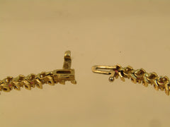 Vintage 14kt Ruby &amp; Diamond Tennis Bracelet, 7.25", Signed, 1980's