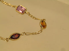 Vintage 14kt Mixed Gemstone Bracelet, 7.25m, 1980's