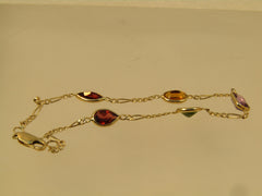Vintage 14kt Mixed Gemstone Bracelet, 7.25m, 1980's