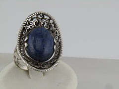 Sterling Carolyn Pollack Relios Blue Agate Ring, Sz. 9.25, Southwestern Vibe, 1980's-1990's, 13.05 grams.