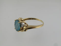 Vintage 10kt Blue Topaz Diamond Ring, Sz. 9, 1980's, 3.06 grams.