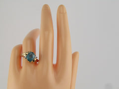 Vintage 10kt Blue Topaz Diamond Ring, Sz. 9, 1980's, 3.06 grams.