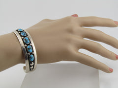 Vintage Sterling Southwestern Turquoise Bracelet, Cuff, 6.75, Signed FB.