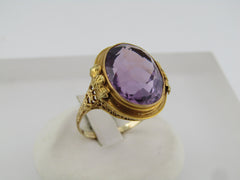 Antique Edwardian 14kt Amethyst Ring, Sz. 10, 11.45 TCW.