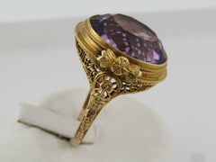 Antique Edwardian 14kt Amethyst Ring, Sz. 10, 11.45 TCW.
