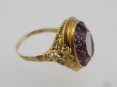 Antique Edwardian 14kt Amethyst Ring, Sz. 10, 11.45 TCW.