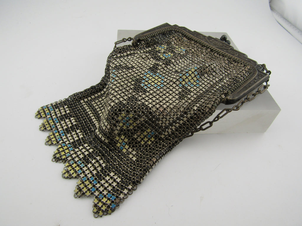 Antique Enameled Mesh Purse, Whiting &amp; Davis, 1920's.