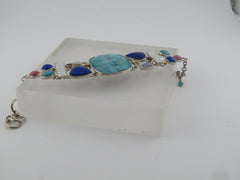 Sterling Whitney Kelly Turquoise &amp; Multi Gemstone Bracelet, Toggle Clasp - 7"-8