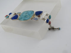 Sterling Whitney Kelly Turquoise &amp; Multi Gemstone Bracelet, Toggle Clasp - 7"-8