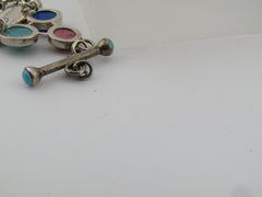 Sterling Whitney Kelly Turquoise &amp; Multi Gemstone Bracelet, Toggle Clasp - 7"-8
