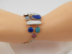 Sterling Whitney Kelly Turquoise &amp; Multi Gemstone Bracelet, Toggle Clasp - 7"-8