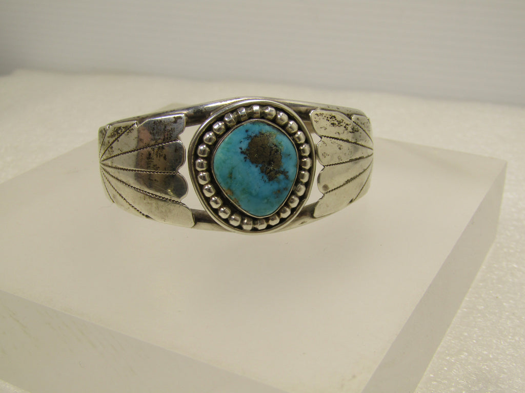 Vintage Sterling Southwestern/Navajo Cuff Bracelet, Sz. 6, 1960's-1980's