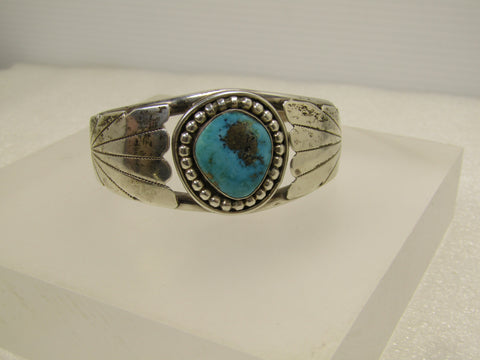Vintage Sterling Southwestern/Navajo Cuff Bracelet, Sz. 6, 1960's-1980's