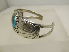 Vintage Sterling Southwestern/Navajo Cuff Bracelet, Sz. 6, 1960's-1980's