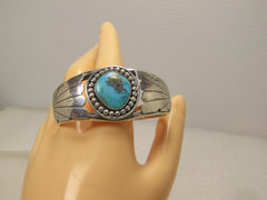 Vintage Sterling Southwestern/Navajo Cuff Bracelet, Sz. 6, 1960's-1980's