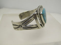 Vintage Sterling Turquoise Southwestern/Navajo Southwestern Cuff Bracelet, 6", 1960's-1980's