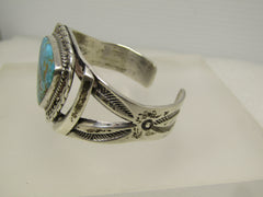 Vintage Sterling Turquoise Southwestern/Navajo Southwestern Cuff Bracelet, 6", 1960's-1980's