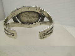 Vintage Sterling Turquoise Southwestern/Navajo Southwestern Cuff Bracelet, 6", 1960's-1980's