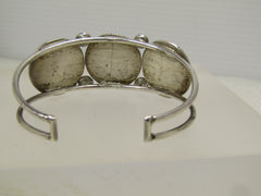 Sterling Zuni Dishta Mother-of-Pearl Cuff Bracelet, 6.5", Post Mid-Century