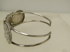 Sterling Zuni Dishta Mother-of-Pearl Cuff Bracelet, 6.5", Post Mid-Century