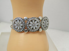 Sterling Zuni Dishta Mother-of-Pearl Cuff Bracelet, 6.5", Post Mid-Century