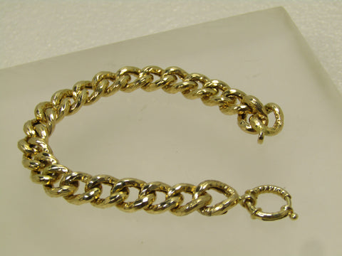 Vintage 14kt Curb Link Bracelet, 7", 8mm, Signed AK Turkey, 1980's-1990's