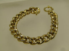 Vintage 14kt Curb Link Bracelet, 7", 8mm, Signed AK Turkey, 1980's-1990's
