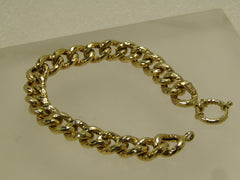 Vintage 14kt Curb Link Bracelet, 7", 8mm, Signed AK Turkey, 1980's-1990's