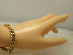 Vintage 14kt Curb Link Bracelet, 7", 8mm, Signed AK Turkey, 1980's-1990's
