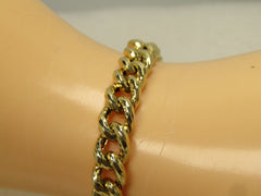 Vintage 14kt Curb Link Bracelet, 7", 8mm, Signed AK Turkey, 1980's-1990's