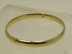 Vintage 14kt  Hinged Bangle Bracelet, 6.75", Mid-Century, Signed
