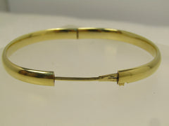 Vintage 14kt  Hinged Bangle Bracelet, 6.75", Mid-Century, Signed