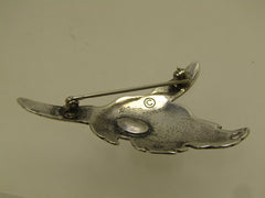 Sterling Southwestern Skull Head Brooch signed Kit Carson